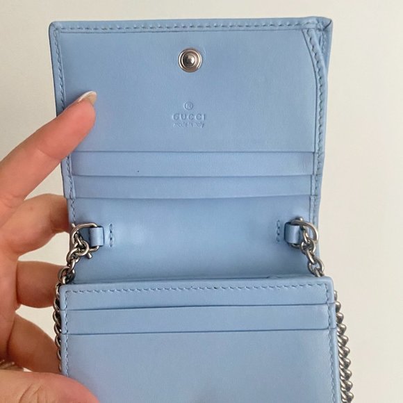 Gucci Marmont Chain-strap Leather Wallet In Light Blue - Picture 4 of 4